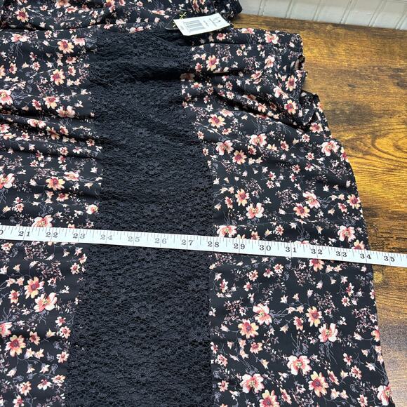 Whimsigoth Fairy Grunge Size L Dress Floral Sheer Lace Peasant Cottage Prairie - Picture 15 of 16